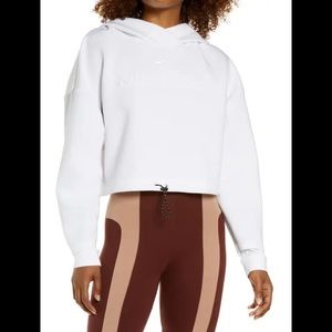Nike Pro crop hoodie in white